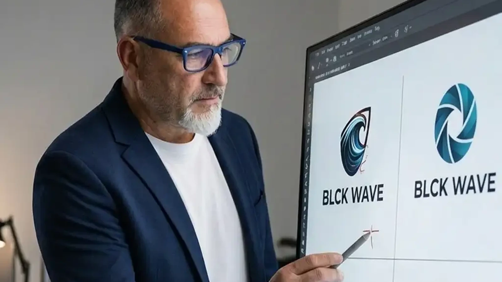 Iván presentando un proyecto de diseño de logotipo