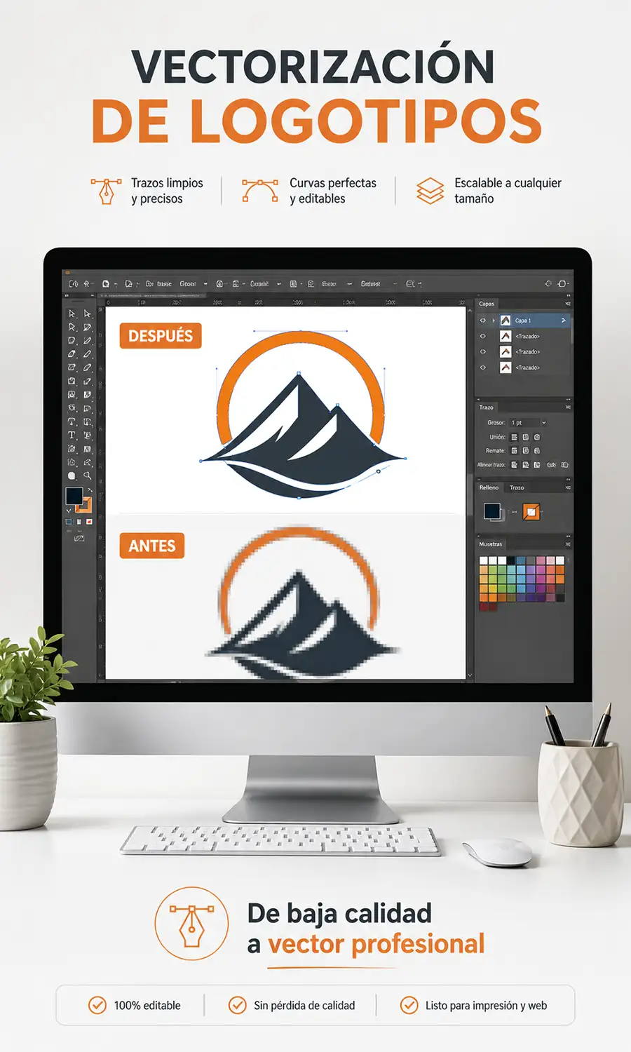 Servicio de vectorización de logotipo profesional