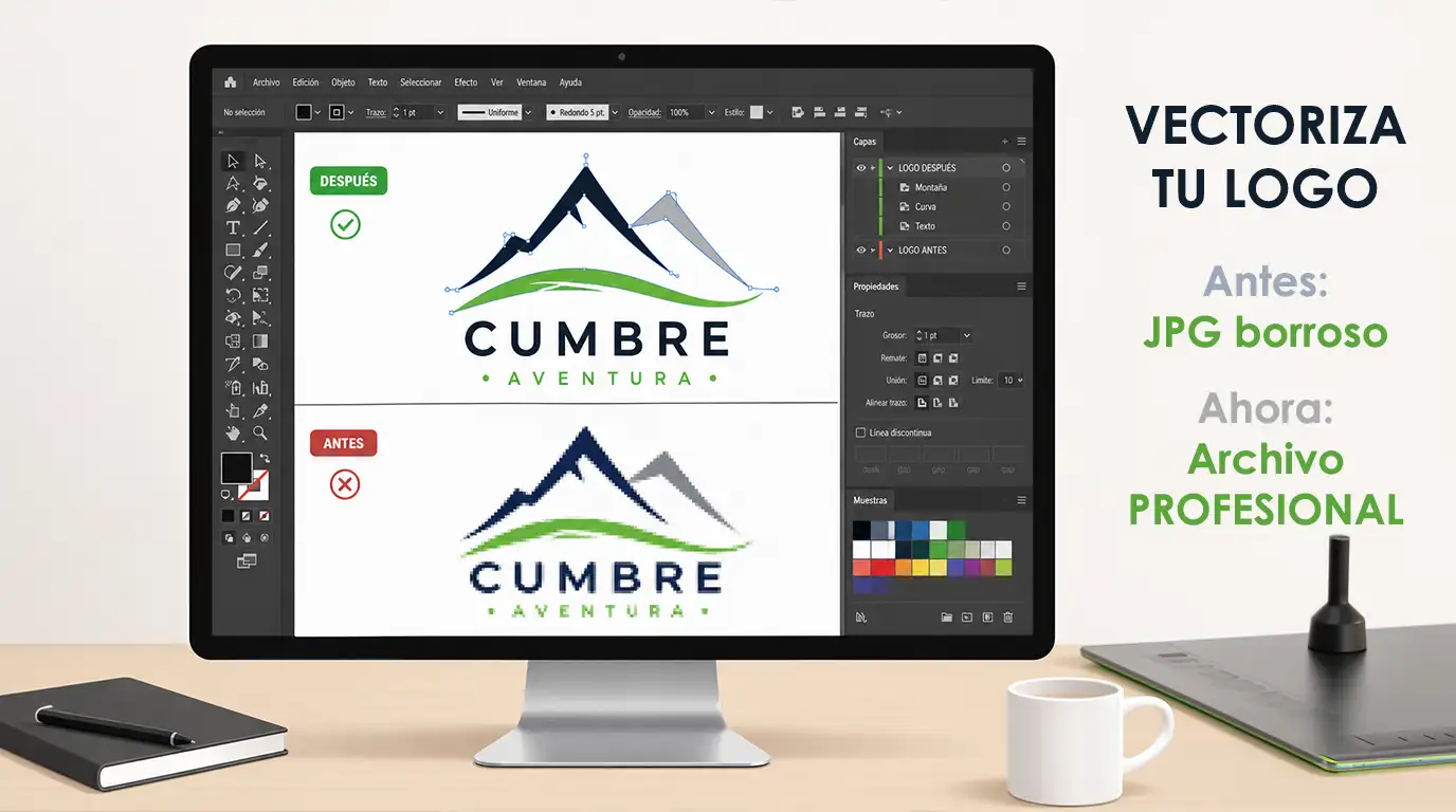 Preparacion profesional de un logotipo en formato vectorial