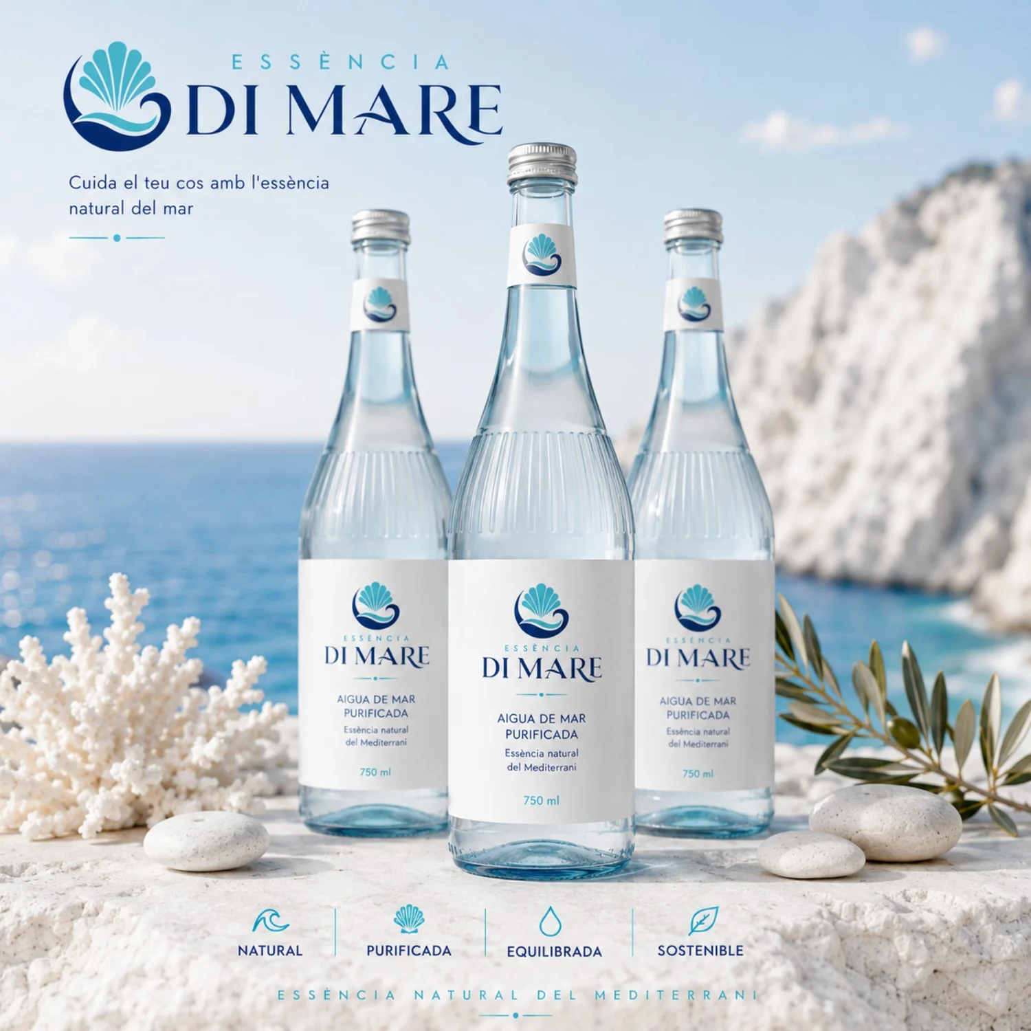 Aplicación Essència DI MARE en agua de mar purificada